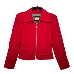 Lee Lipton Wool Blend Red Jacket XS Women Full Zip Vintage Coat Petite